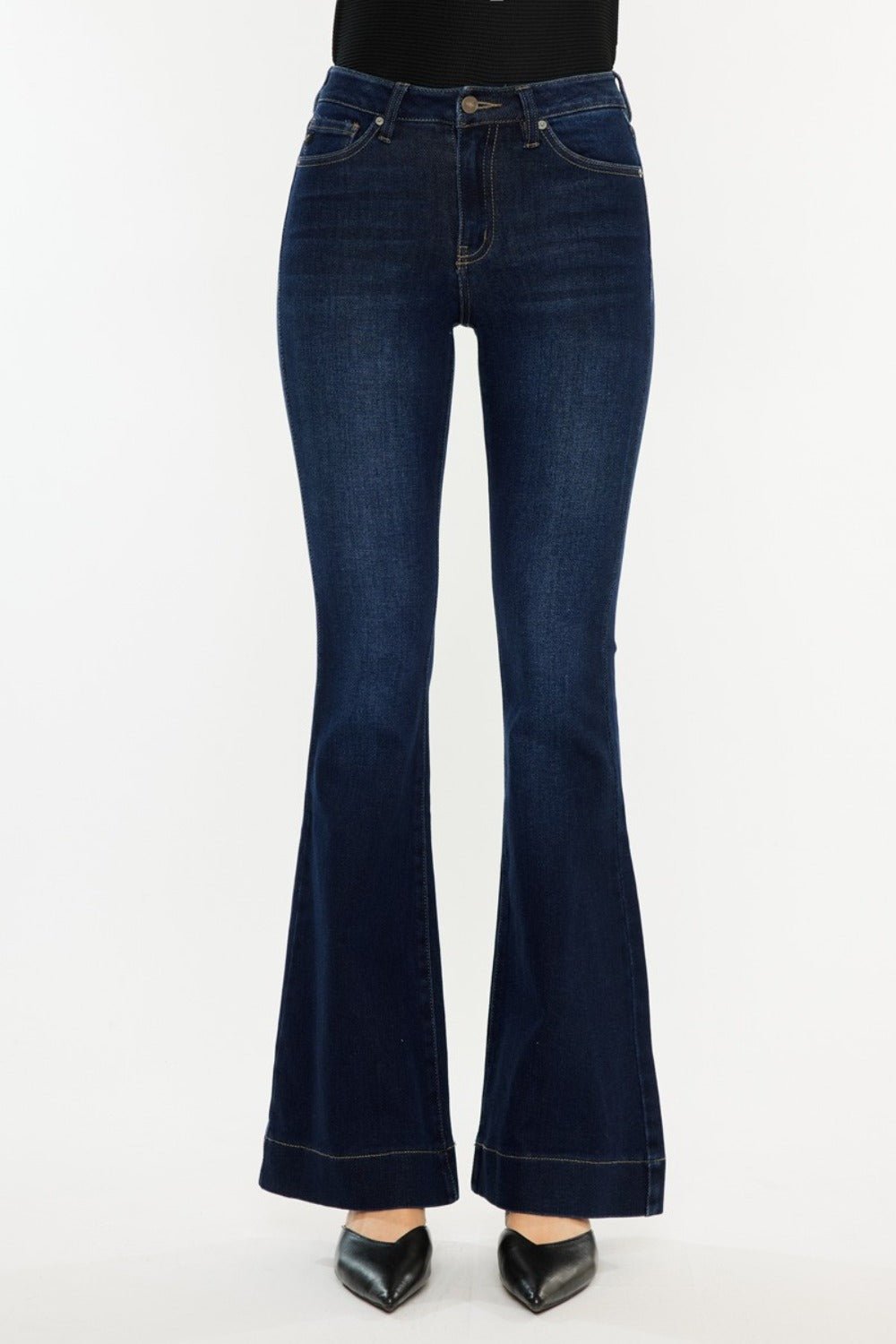 Kancan High Rise Slim Flare Jeans - Jeans - Dark - Bella Bourget