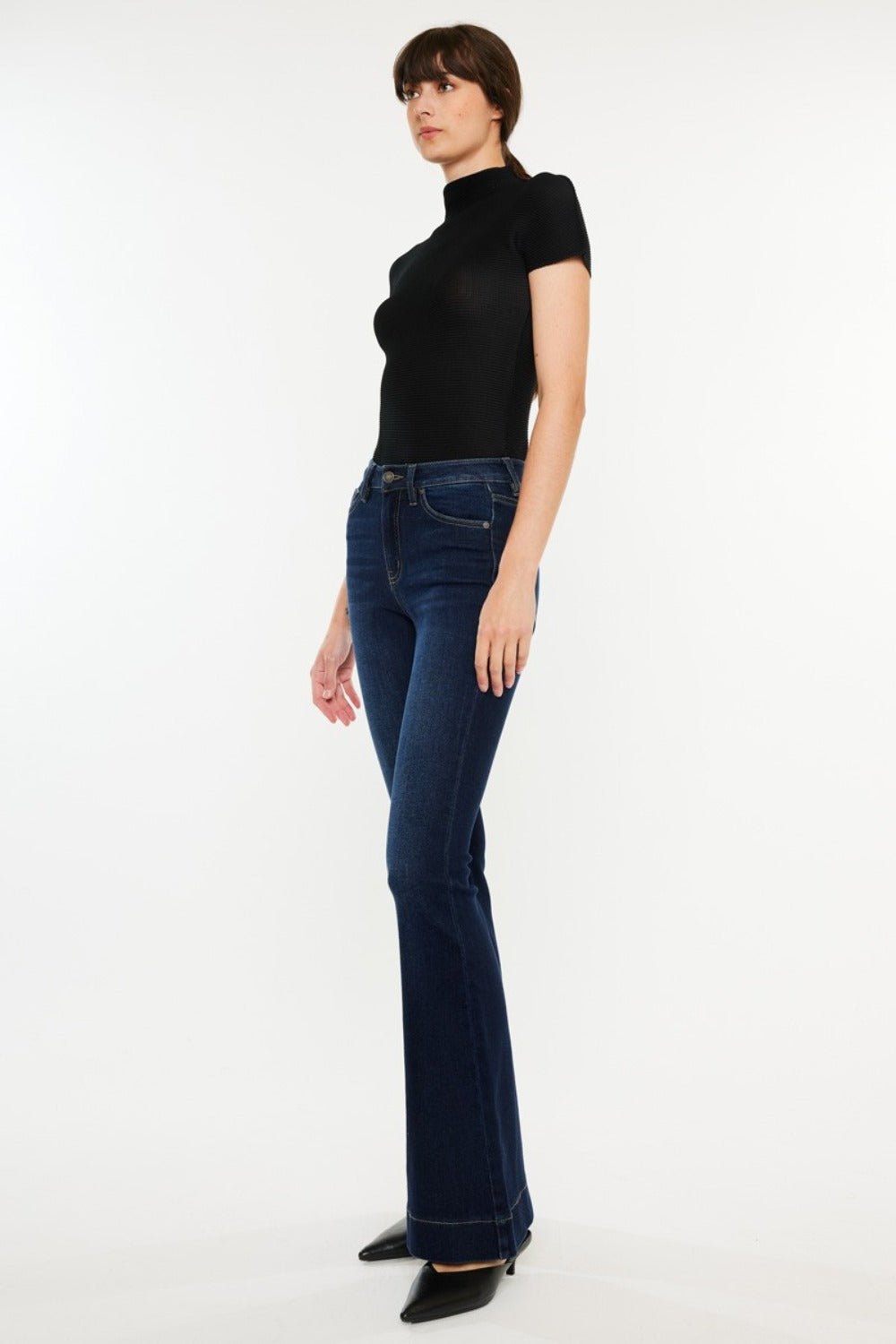 Kancan High Rise Slim Flare Jeans - Jeans - Dark - Bella Bourget