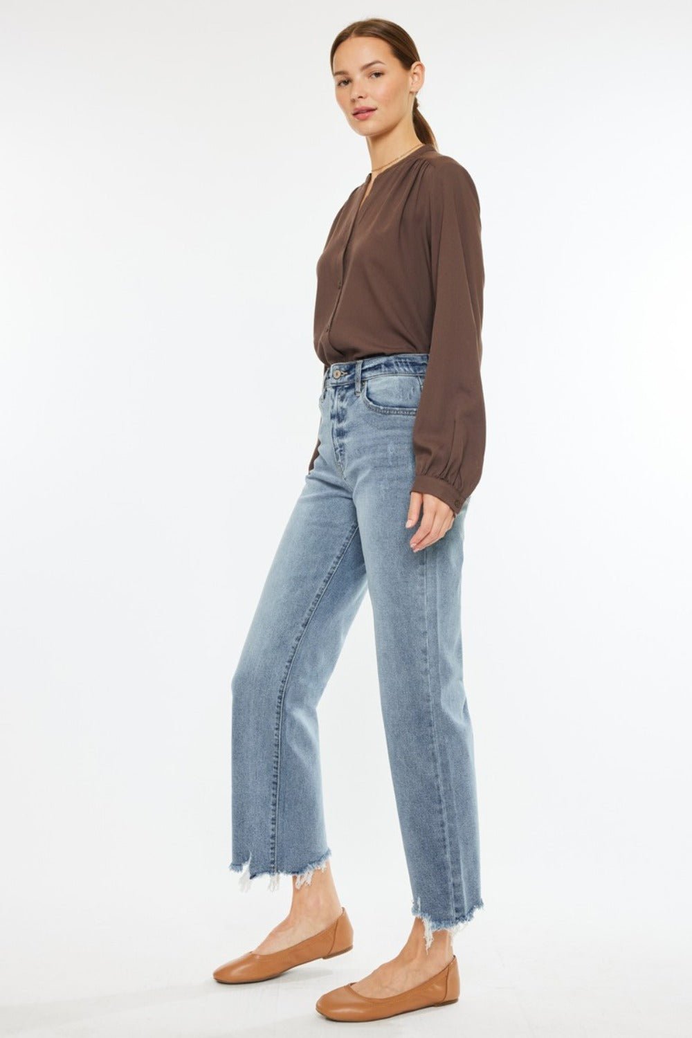 Kancan High Rise Slim Wide Leg Jeans - Jeans - Light - Bella Bourget