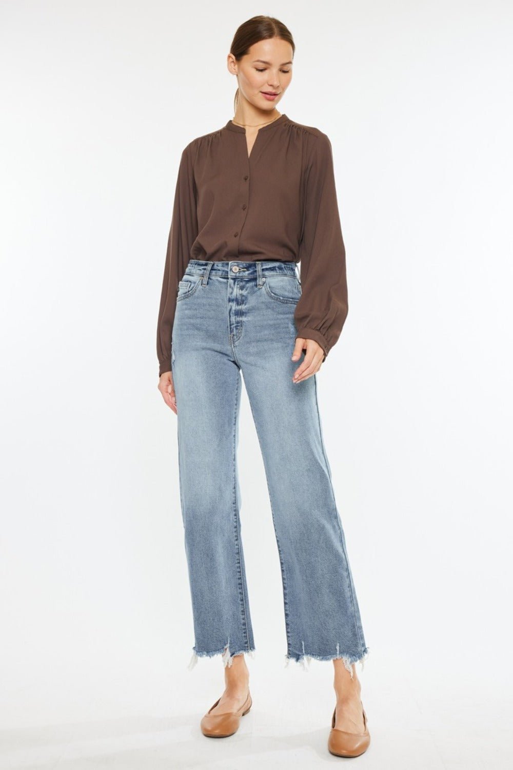 Kancan High Rise Slim Wide Leg Jeans - Jeans - Light - Bella Bourget