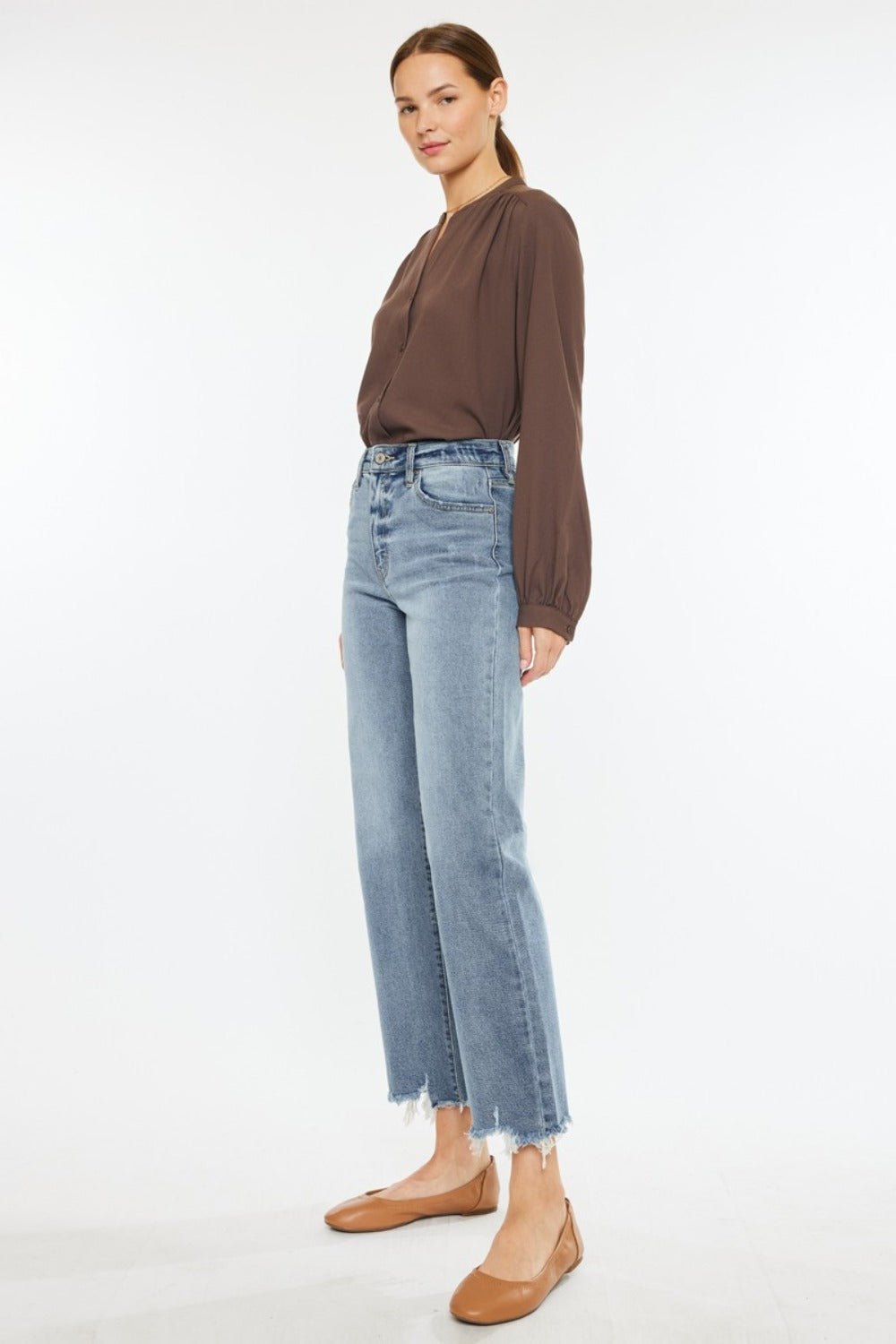 Kancan High Rise Slim Wide Leg Jeans - Jeans - Light - Bella Bourget