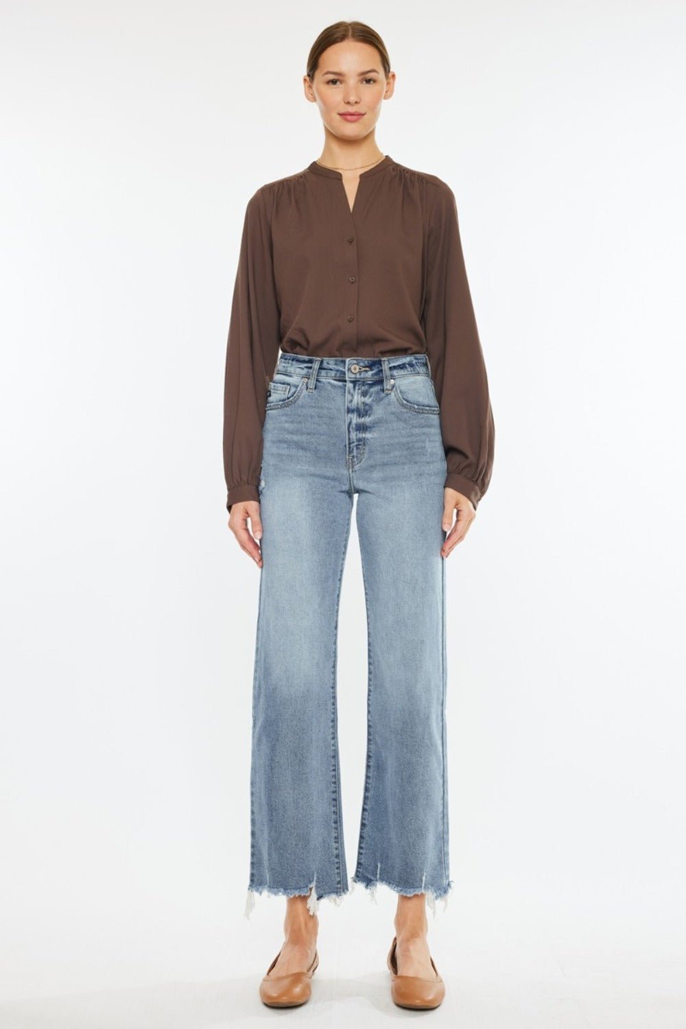 Kancan High Rise Slim Wide Leg Jeans - Jeans - Light - Bella Bourget