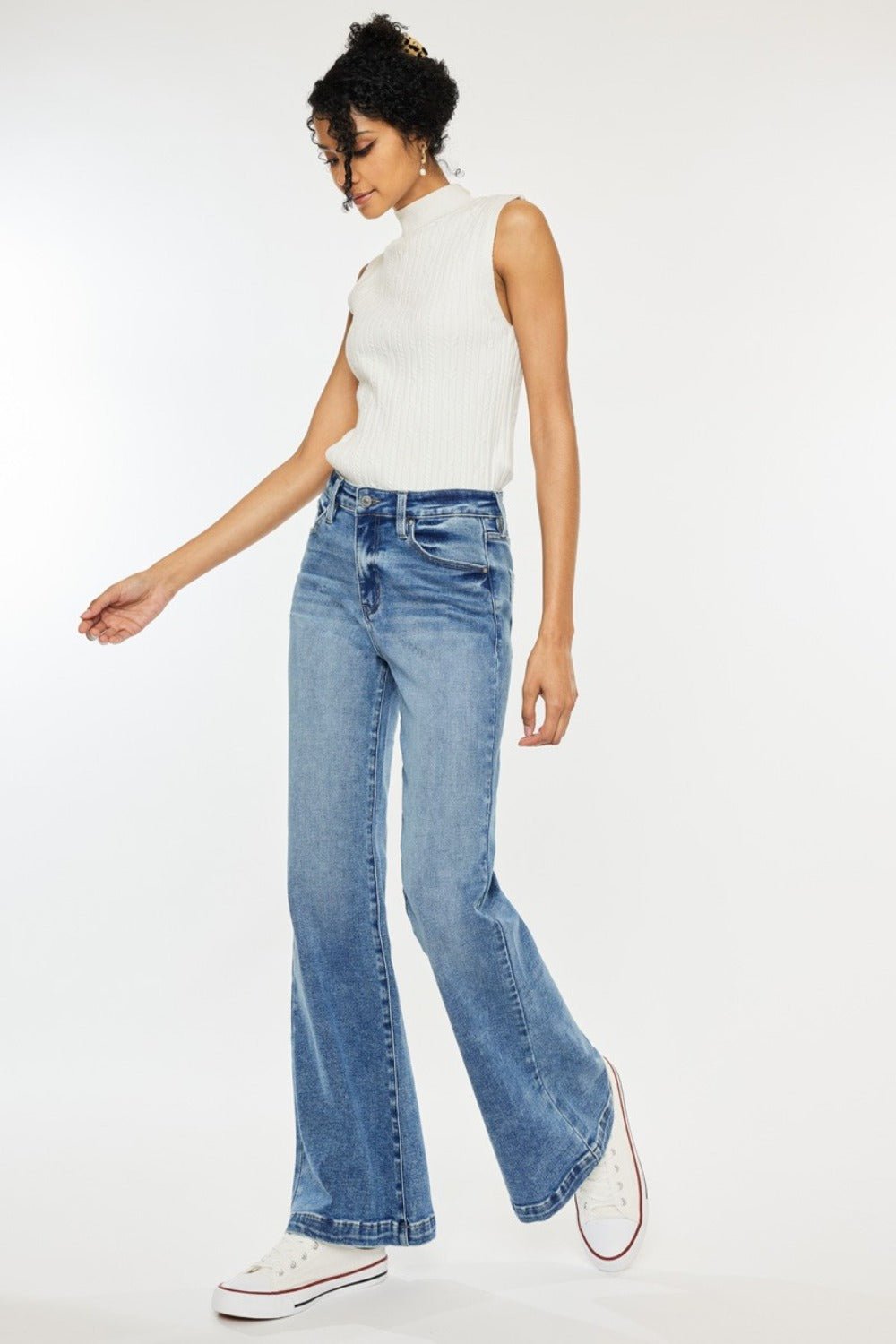 Kancan High Rise Wide Leg Jeans - Jeans - Medium - Bella Bourget