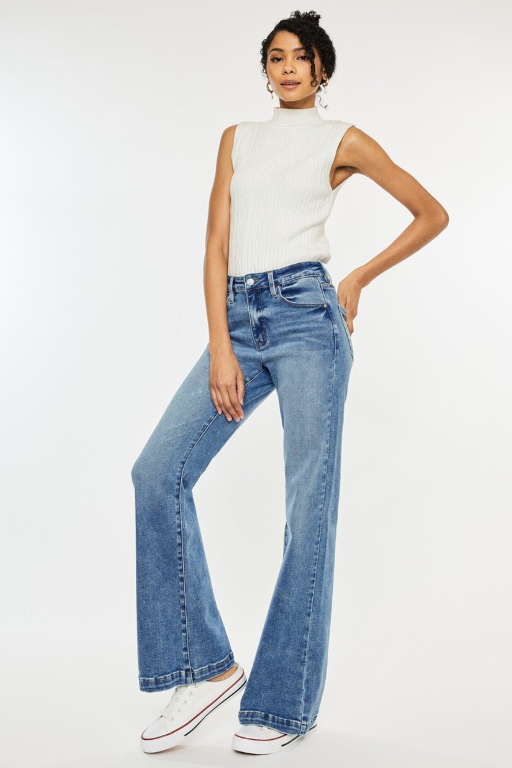 Kancan High Rise Wide Leg Jeans - Jeans - Medium - Bella Bourget