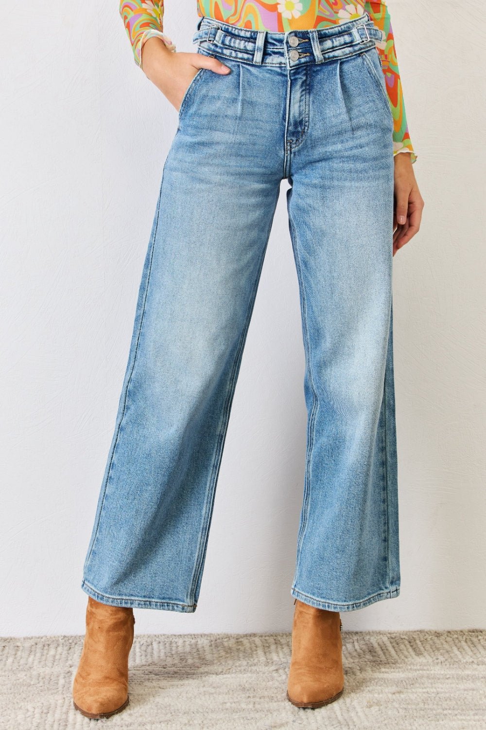 Kancan High Waist Wide Leg Jeans - Jeans - Medium - Bella Bourget