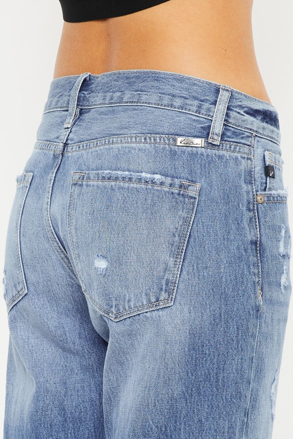 Kancan Mid Rise Distressed Straight Jeans - Jeans - Light - Bella Bourget