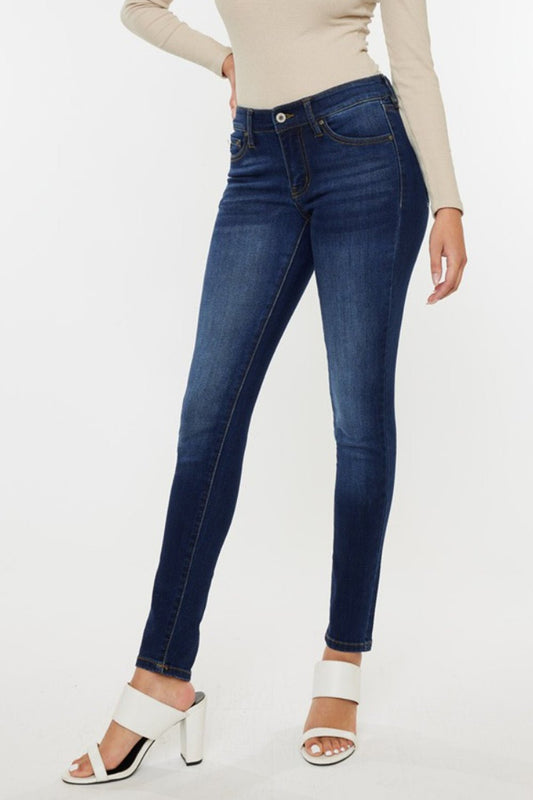 Kancan Mid Rise Gradient Skinny Jeans - jeans - Dark - Bella Bourget