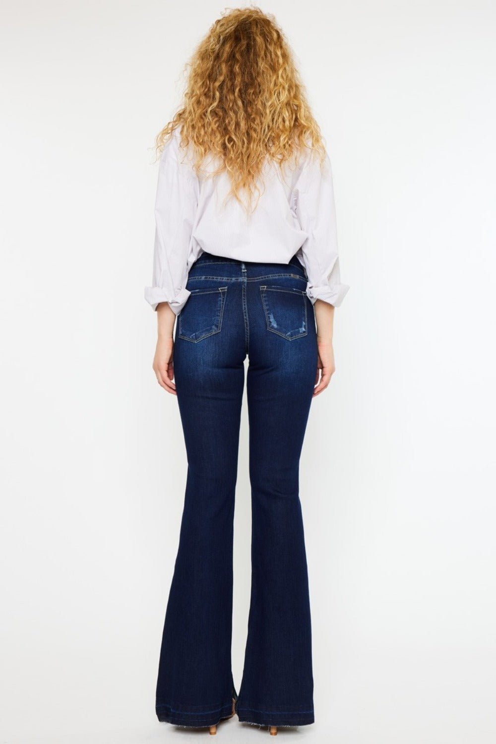 Kancan Mid Rise Slim Flare Jeans - Jeans - Dark - Bella Bourget