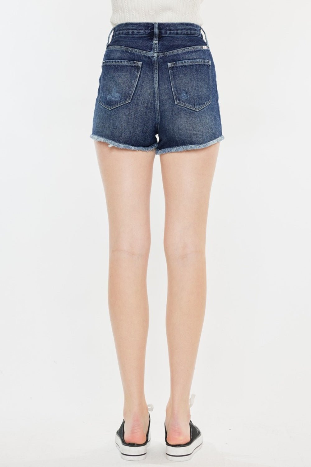 Kancan Raw Hem Button Fly Denim Shorts - Shorts - Dark - Bella Bourget