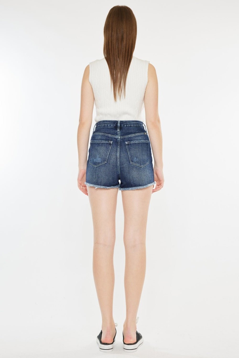 Kancan Raw Hem Button Fly Denim Shorts - Shorts - Dark - Bella Bourget