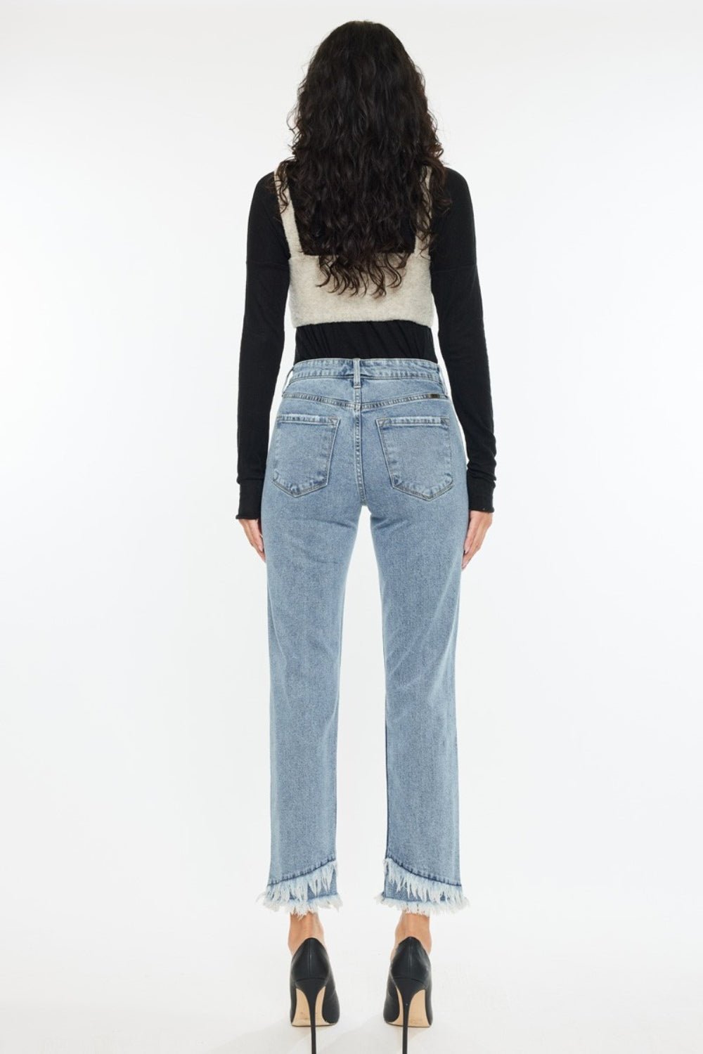 Kancan Raw Hem High Rise Straight Jeans - Jeans - Medium - Bella Bourget