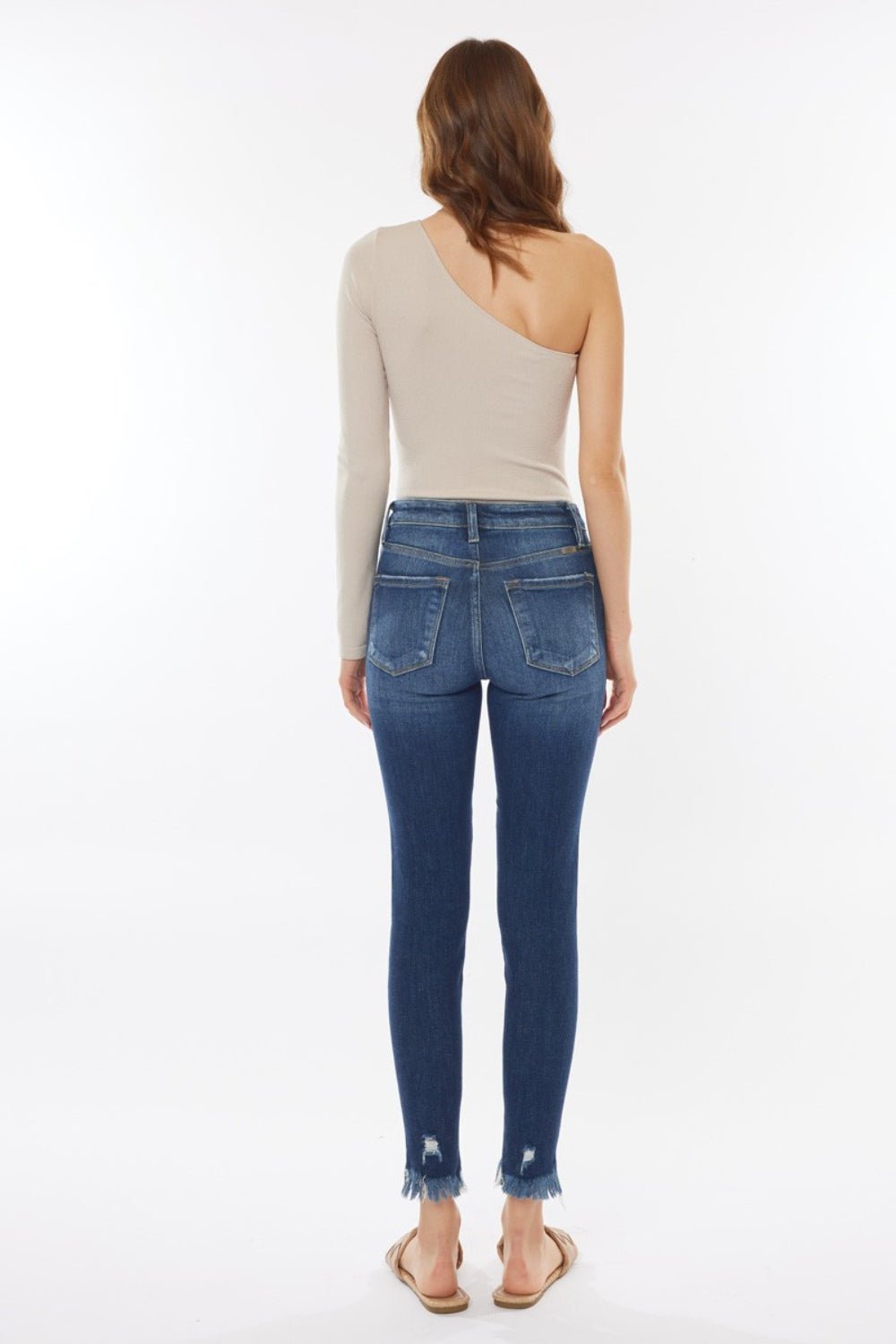 Kancan Raw Hem High Waist Cropped Jeans - jeans - DARK - Bella Bourget