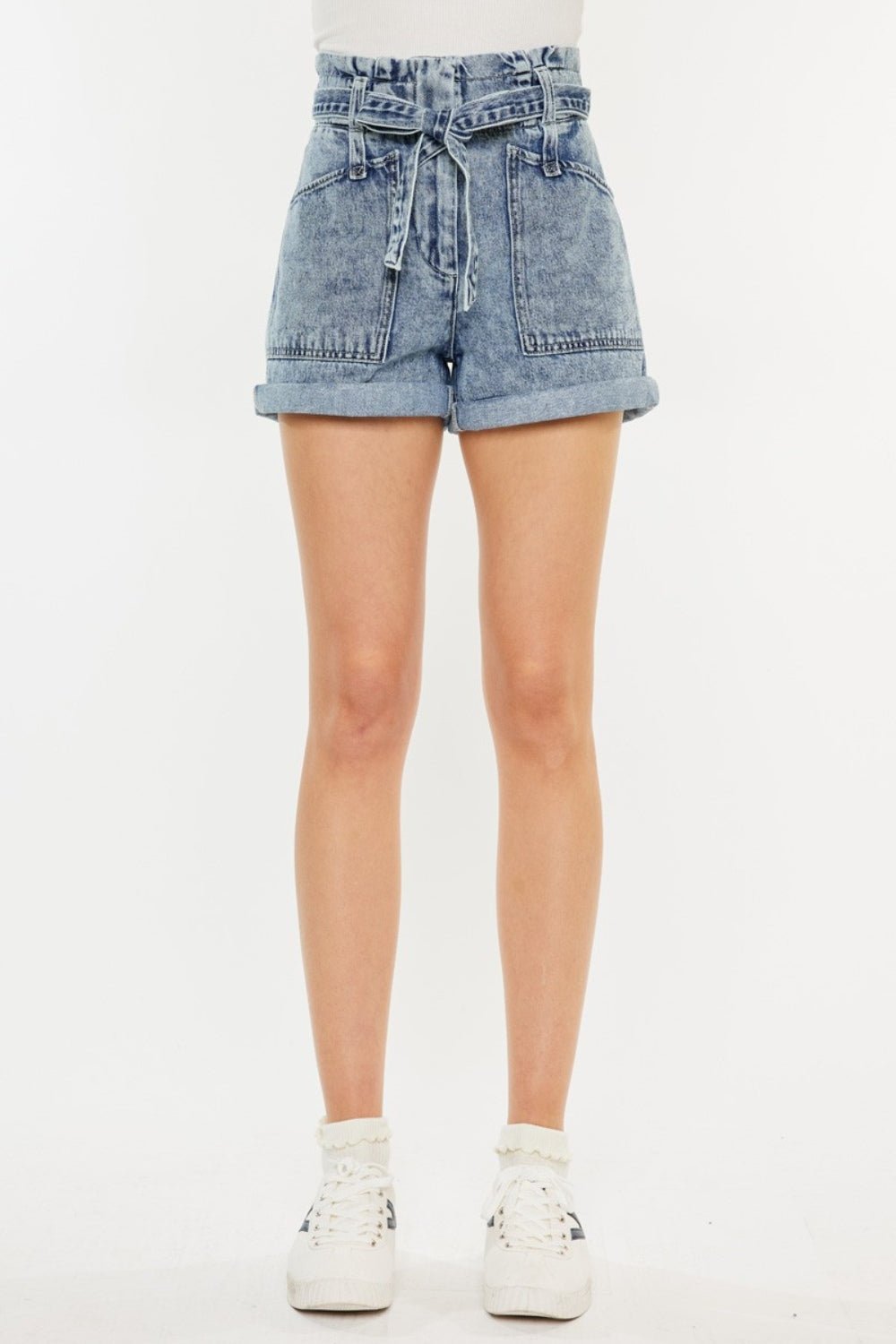 Kancan Ultra High Rise Paperbag Denim Shorts - Shorts - Medium - Bella Bourget