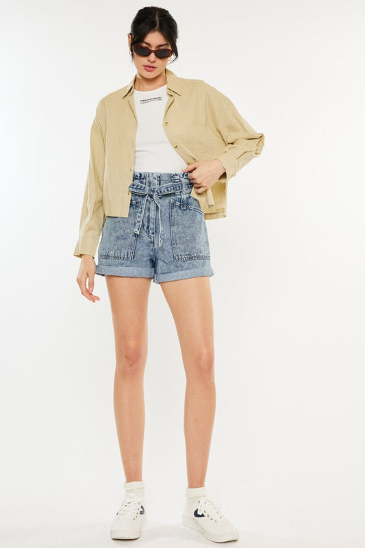 Kancan Ultra High Rise Paperbag Denim Shorts - Shorts - Medium - Bella Bourget