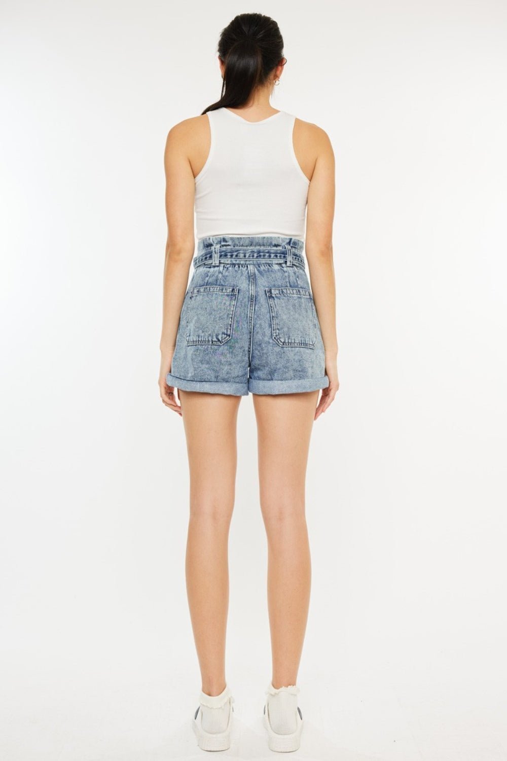 Kancan Ultra High Rise Paperbag Denim Shorts - Shorts - Medium - Bella Bourget