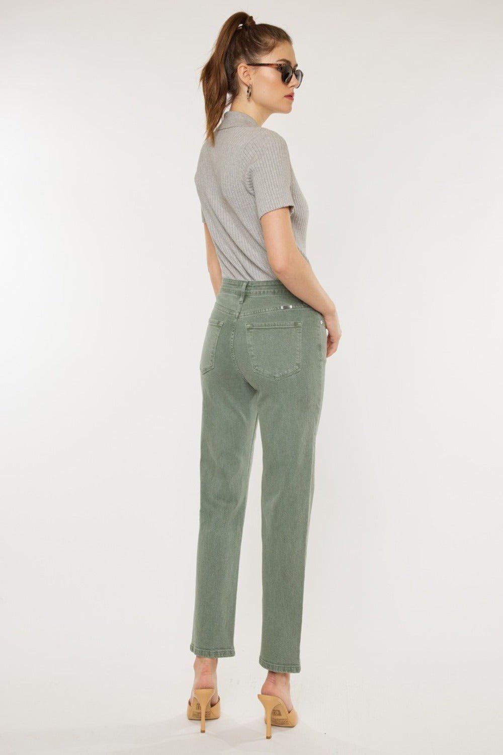 Kancan Ultra High Rise Straight Jeans - Jeans - Olive - Bella Bourget