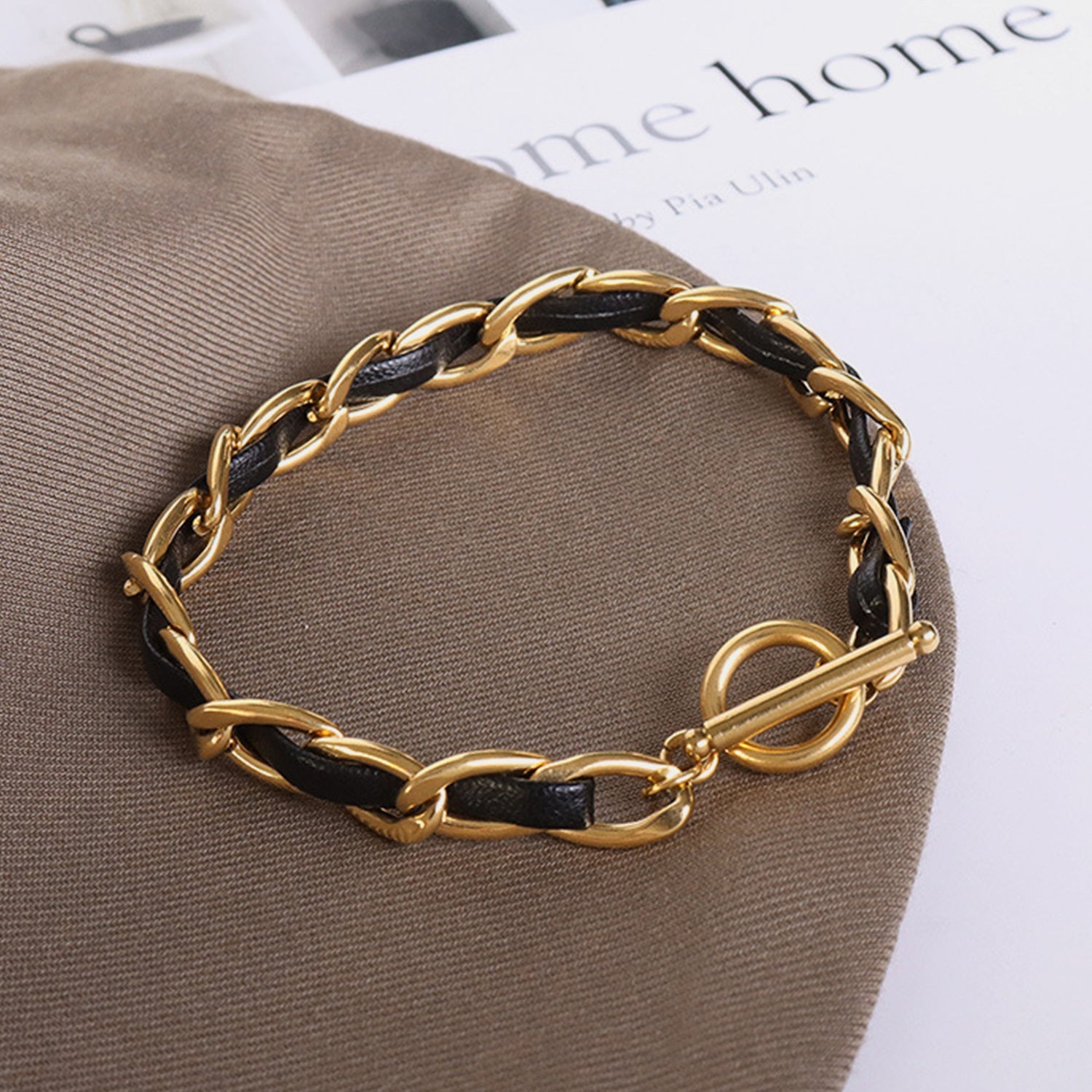 Leather Chain Bracelet - Bracelets - Gold - Bella Bourget