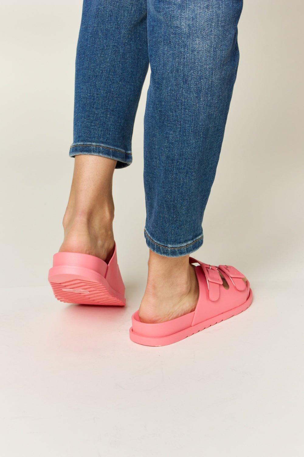 Legend Double Buckle Open Toe Sandals - sandals - PINK - Bella Bourget