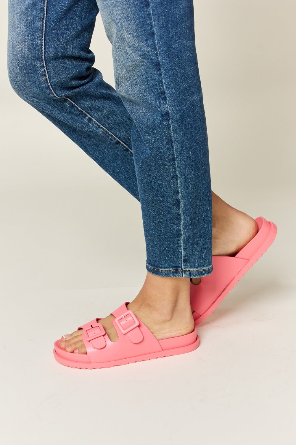 Legend Double Buckle Open Toe Sandals - sandals - PINK - Bella Bourget