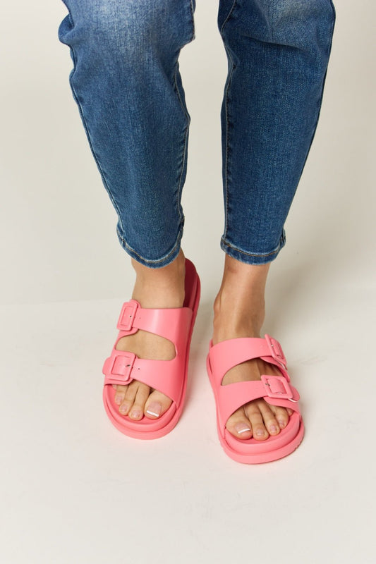 Legend Double Buckle Open Toe Sandals - sandals - PINK - Bella Bourget