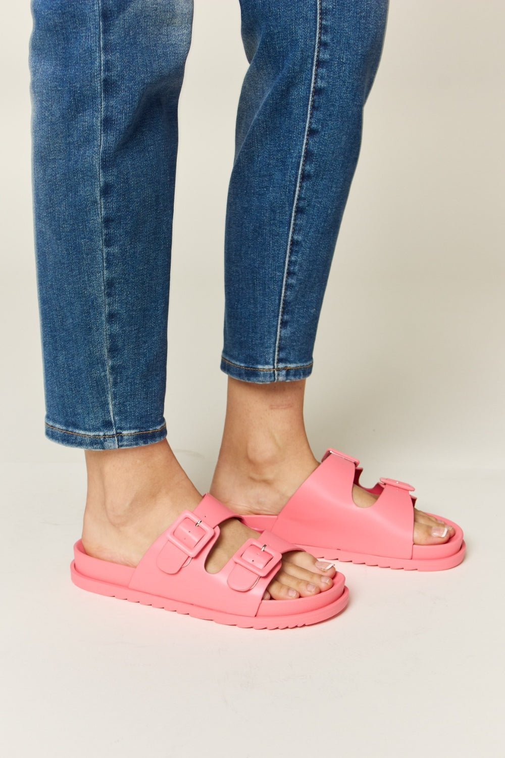 Legend Double Buckle Open Toe Sandals - sandals - PINK - Bella Bourget