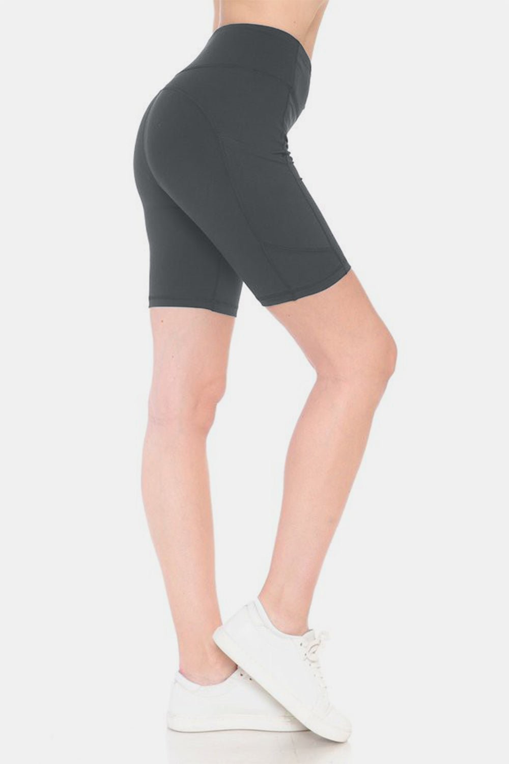 Leggings Depot Full Size High Waist Active Shorts - Shorts - charcoal - Bella Bourget