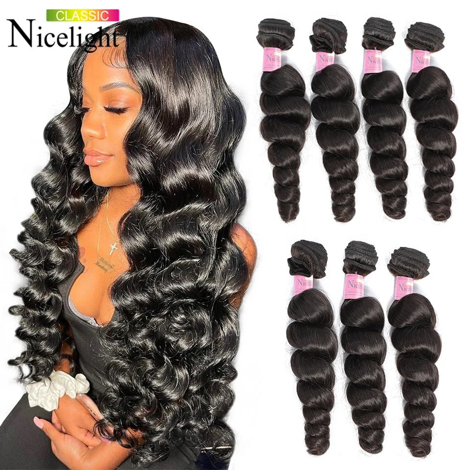 Loose Wave Hair Bundles 100% Human Hair Weave Bundles 12A Remy Brazilian Weaving Human Hair Extensions - Natural Color - Bella Bourget