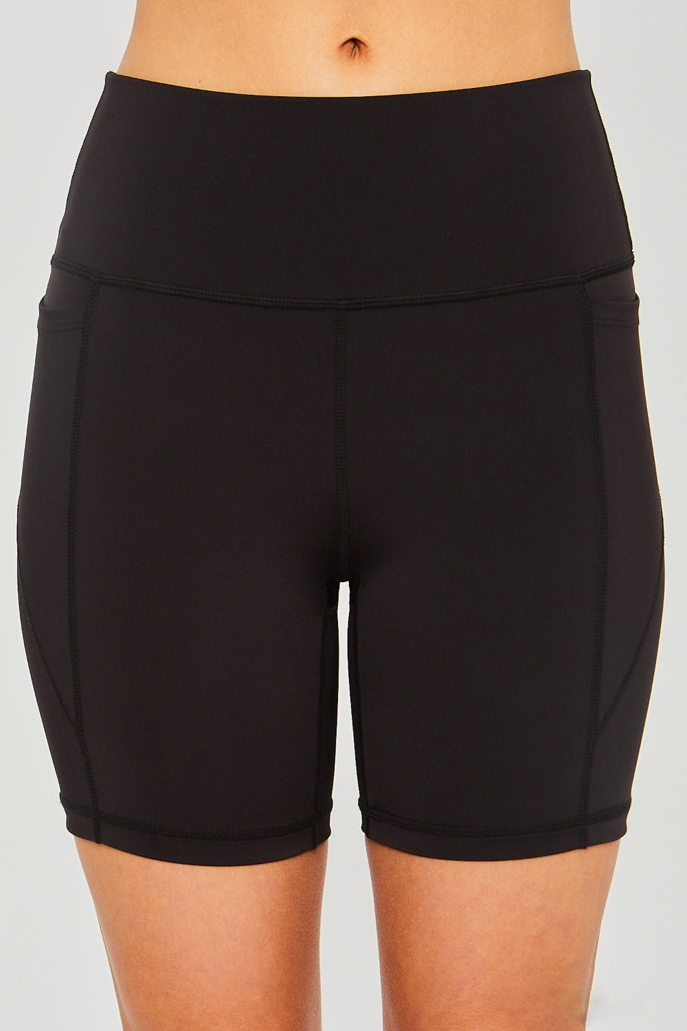 Love Tree High Waist Seam Detail Active Shorts - Shorts - Black - Bella Bourget