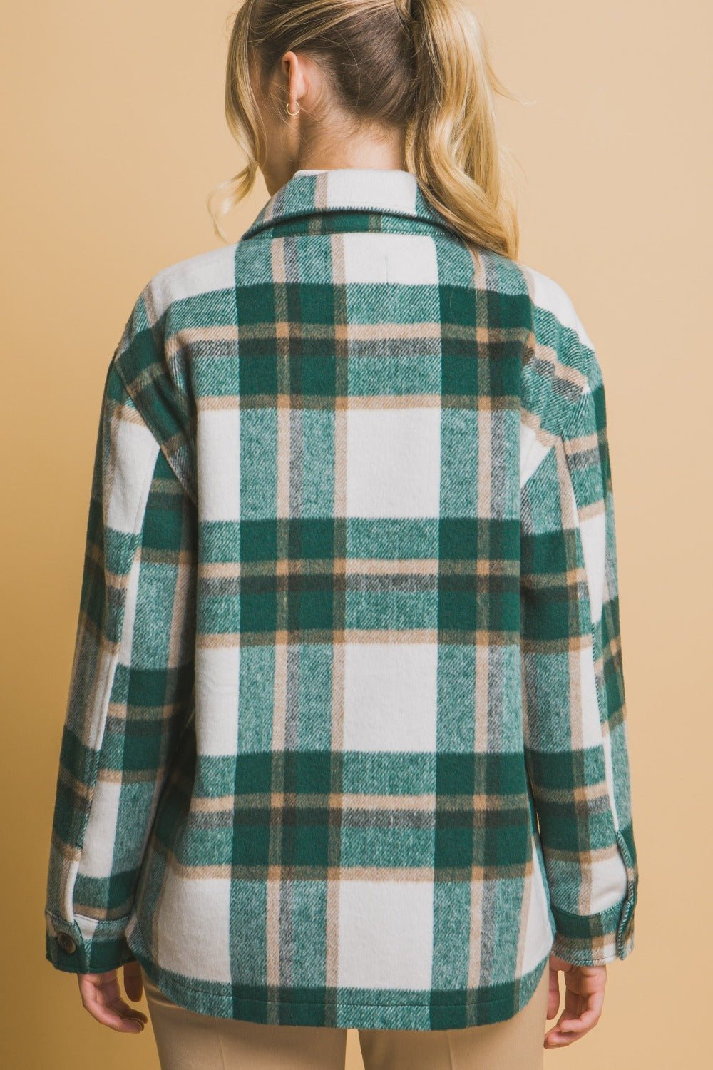 Love Tree Plaid Button Up Shacket - Shacket - Green - Bella Bourget