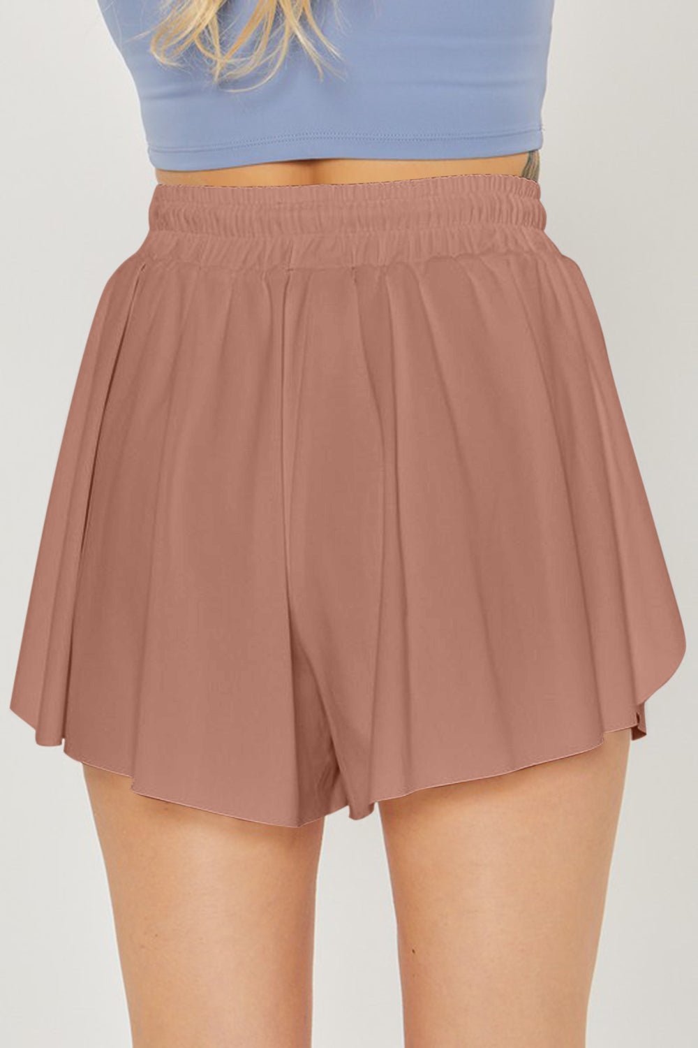 Love Tree Two In One Drawstring Active Shorts - Shorts - Taupe - Bella Bourget