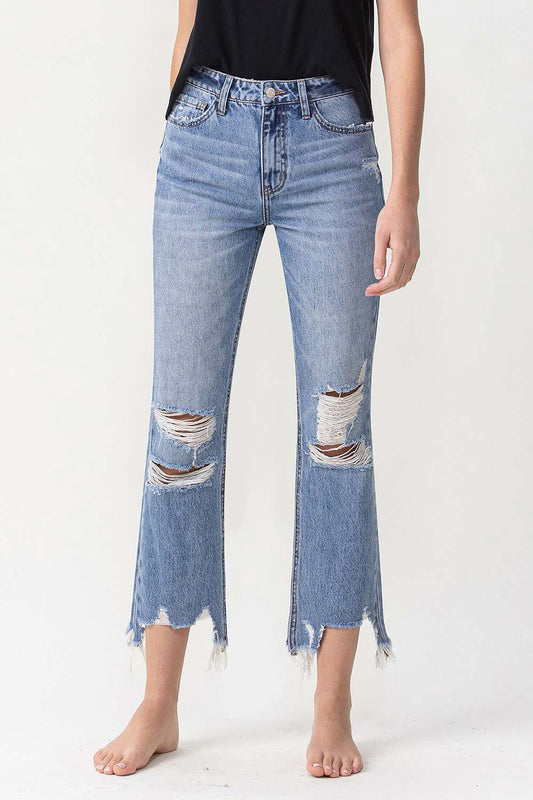 Lovervet High Rise Distressed Straight Jeans - jeans - Medium - Bella Bourget