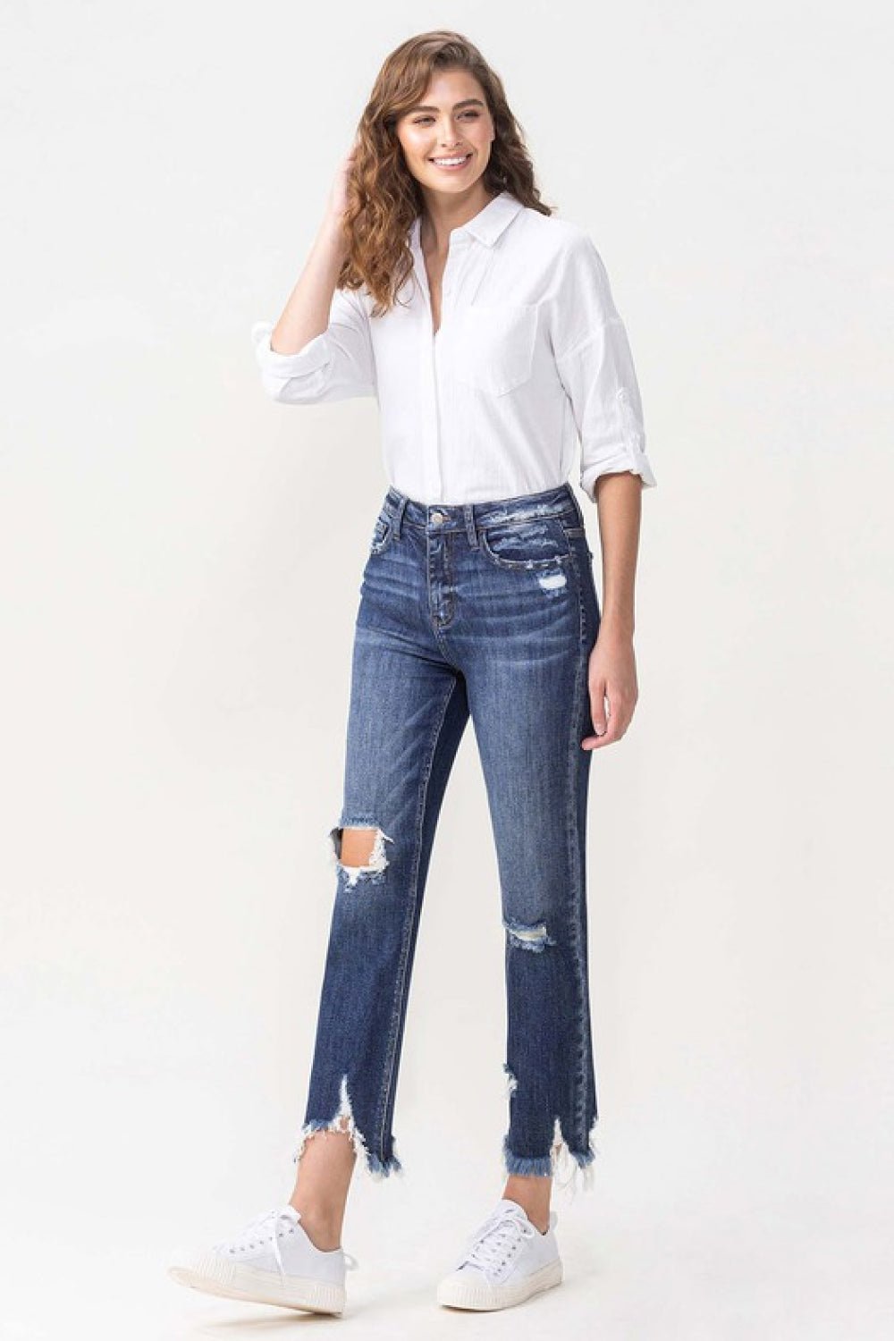 Lovervet Jackie Full Size High Rise Crop Straight Leg Jeans - Jeans - Medium - Bella Bourget