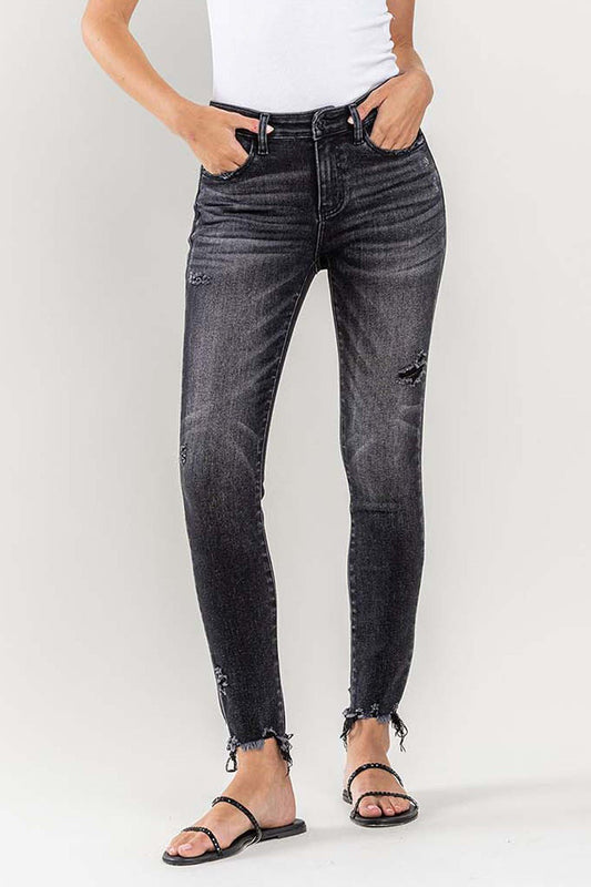 Lovervet Raw Hem Cropped Skinny Jeans - jeans - Black - Bella Bourget