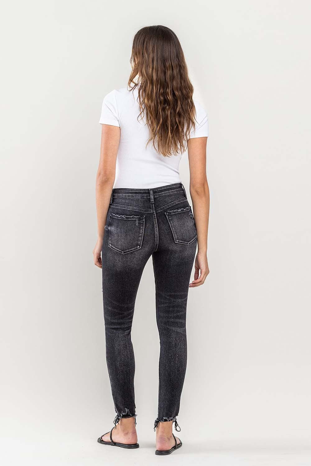 Lovervet Raw Hem Cropped Skinny Jeans - jeans - Black - Bella Bourget