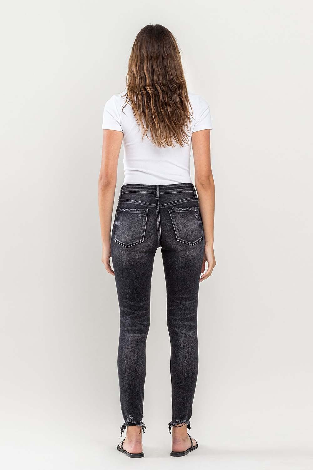 Lovervet Raw Hem Cropped Skinny Jeans - jeans - Black - Bella Bourget