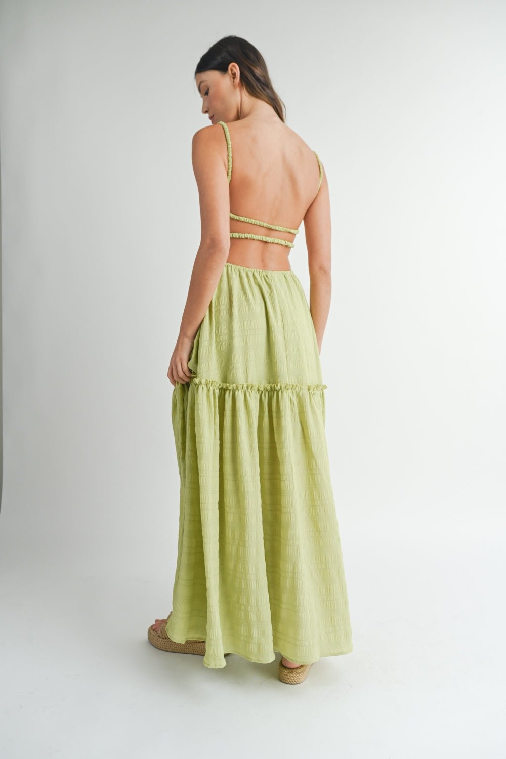 MABLE Cutout Waist Backless Maxi Dress - Maxi Dress - Sage - Bella Bourget