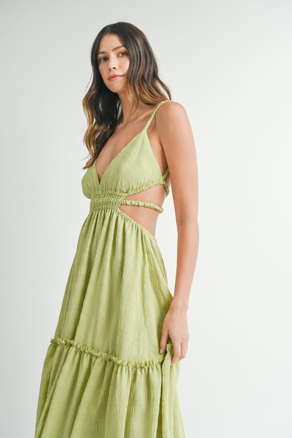 MABLE Cutout Waist Backless Maxi Dress - Maxi Dress - Sage - Bella Bourget