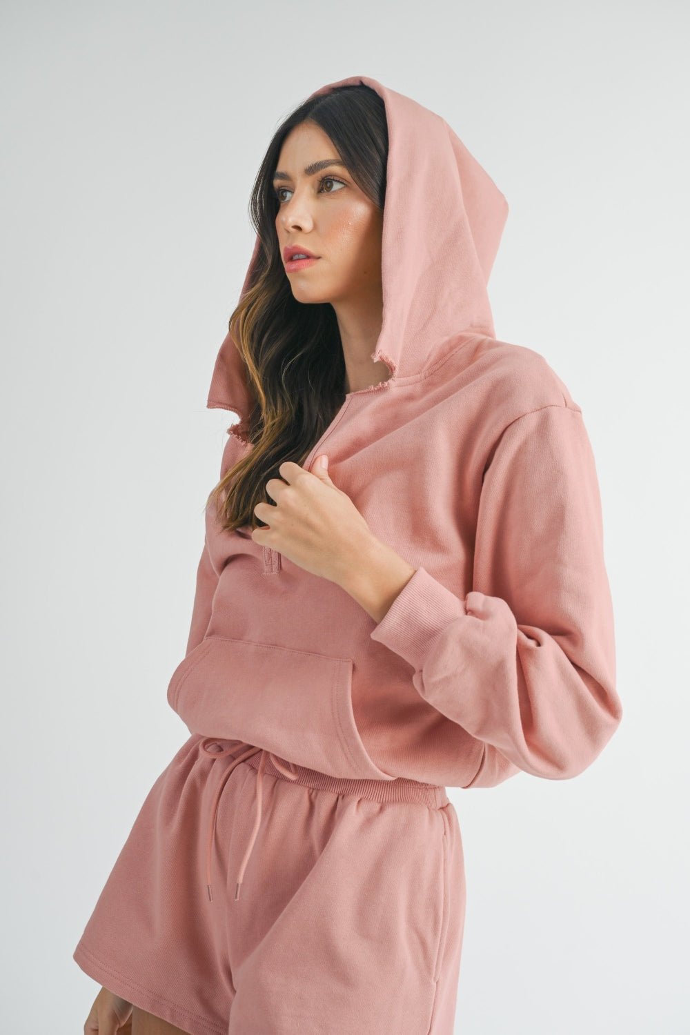 MABLE French Terry Hooded Romper - Romper - Dusty Mauve - Bella Bourget