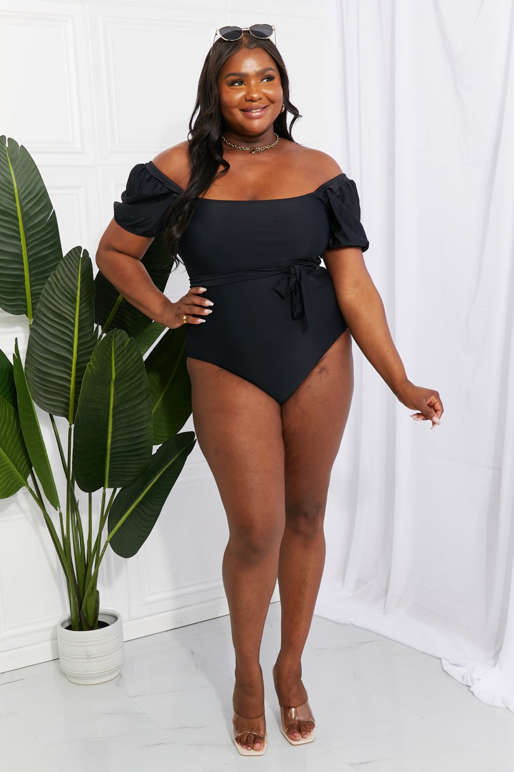 Marina West Swim Salty Air Puff Sleeve One - Piece in Black - One - Piece Swimsuit - Black - Bella Bourget