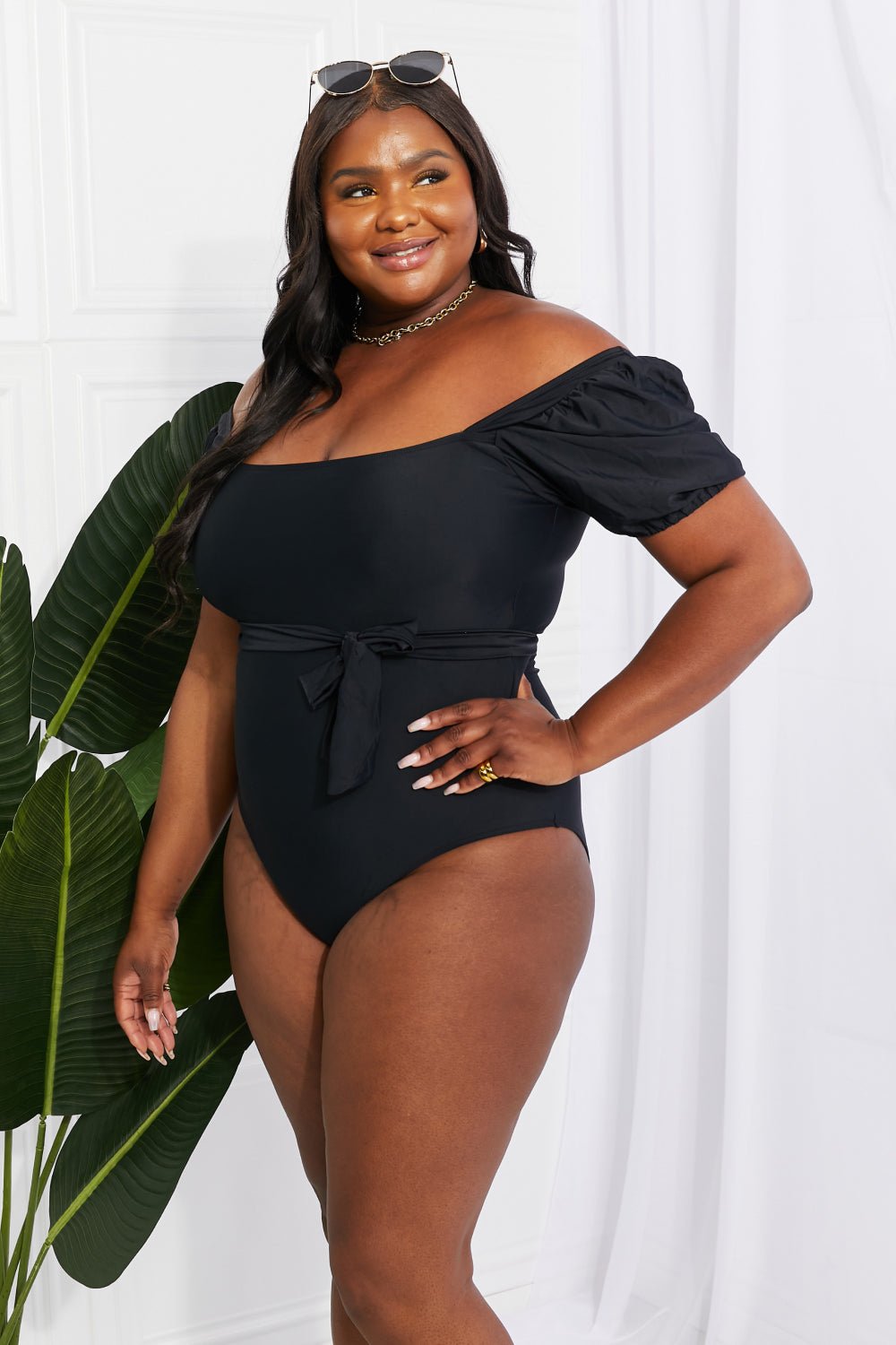 Marina West Swim Salty Air Puff Sleeve One - Piece in Black - One - Piece Swimsuit - Black - Bella Bourget