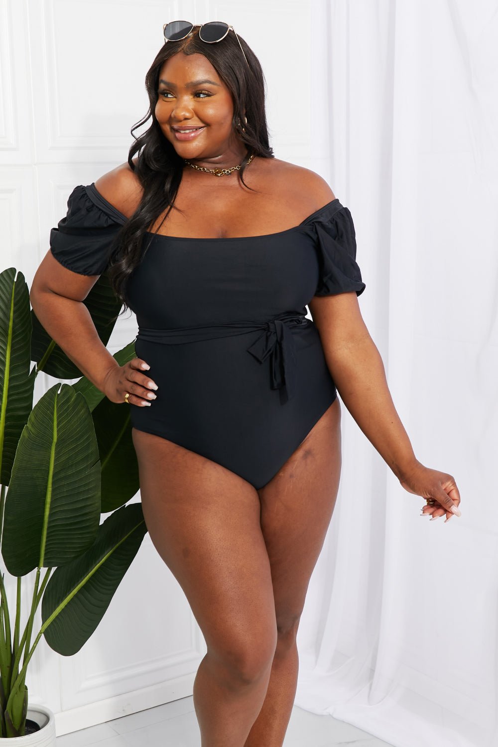 Marina West Swim Salty Air Puff Sleeve One - Piece in Black - One - Piece Swimsuit - Black - Bella Bourget