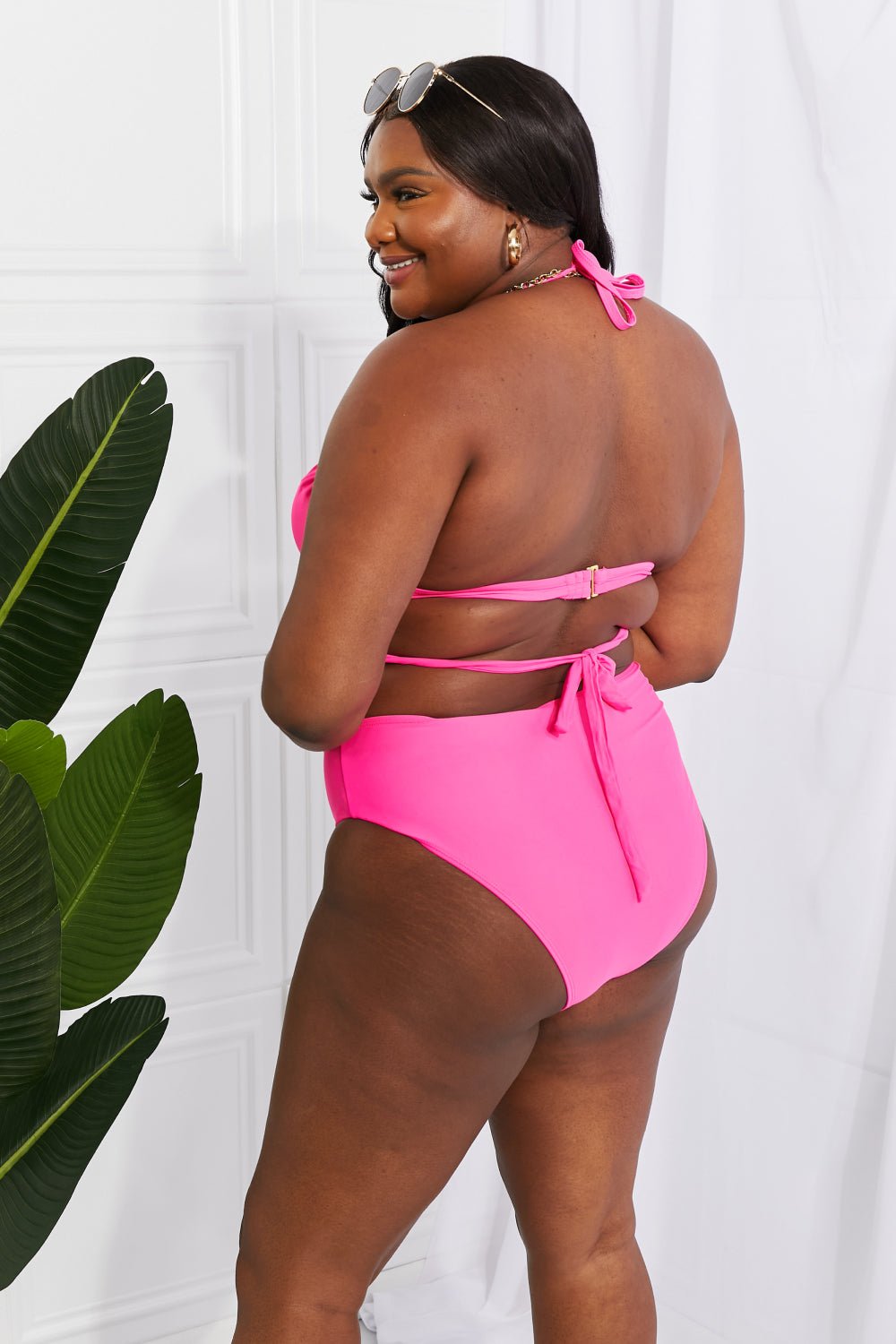 Marina West Swim Summer Splash Halter Bikini in Pink - Two Piece Swimsuit - Hot Pink - Bella Bourget