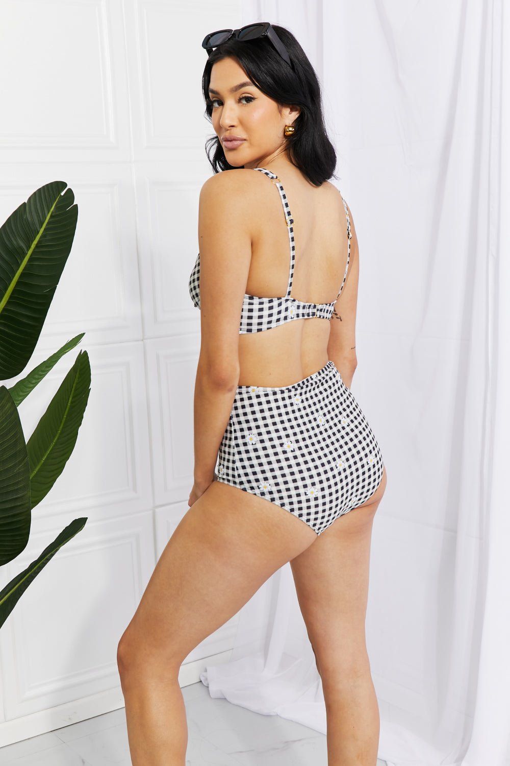 Marina West Swim Take A Dip Twist High - Rise Bikini in Black - Two - Piece Swimsuit - Black/White - Bella Bourget