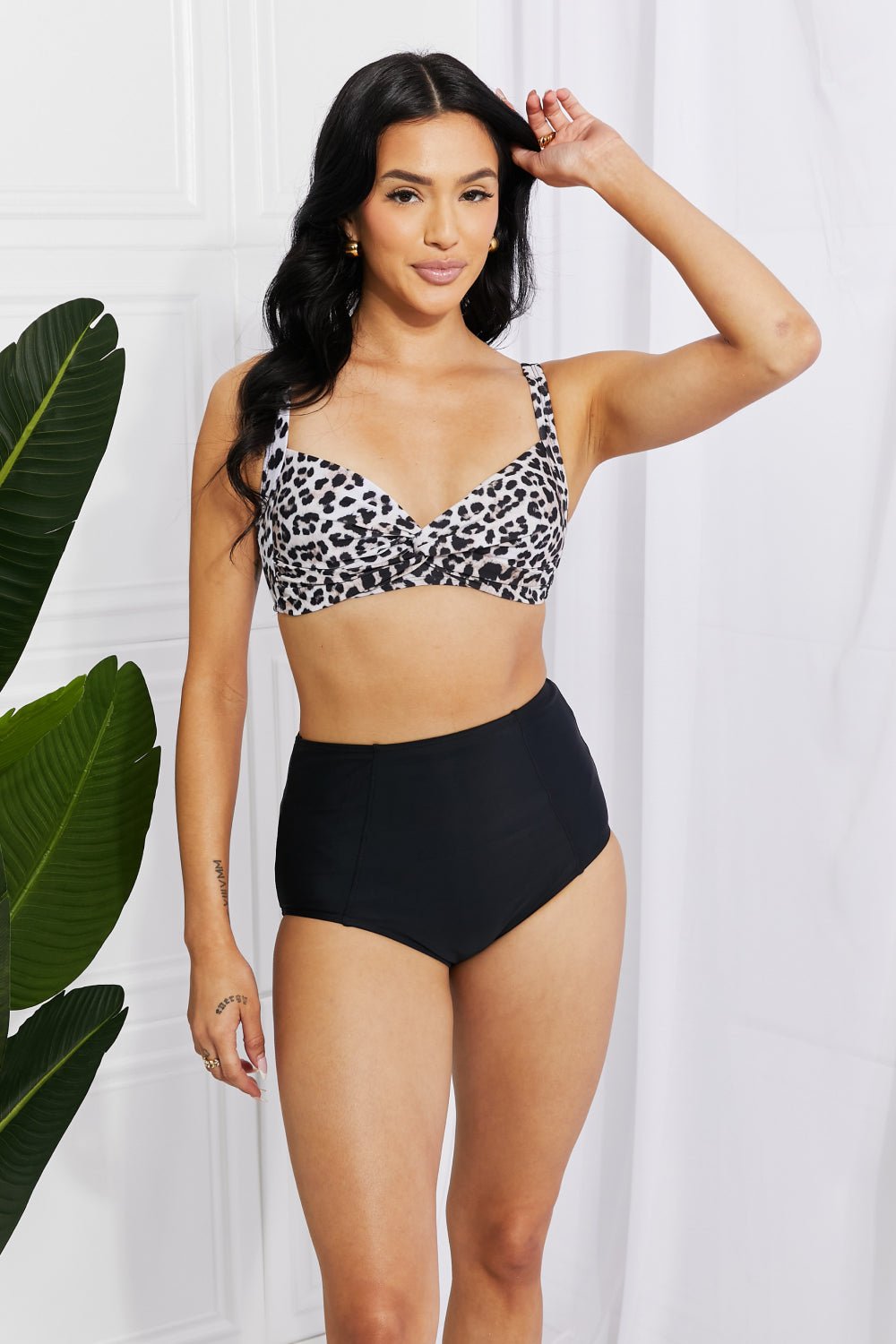 Marina West Swim Take A Dip Twist High - Rise Bikini in Leopard - Two - Piece Swimsuit - Leopard - Bella Bourget