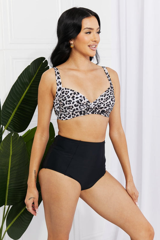 Marina West Swim Take A Dip Twist High - Rise Bikini in Leopard - Two - Piece Swimsuit - Leopard - Bella Bourget