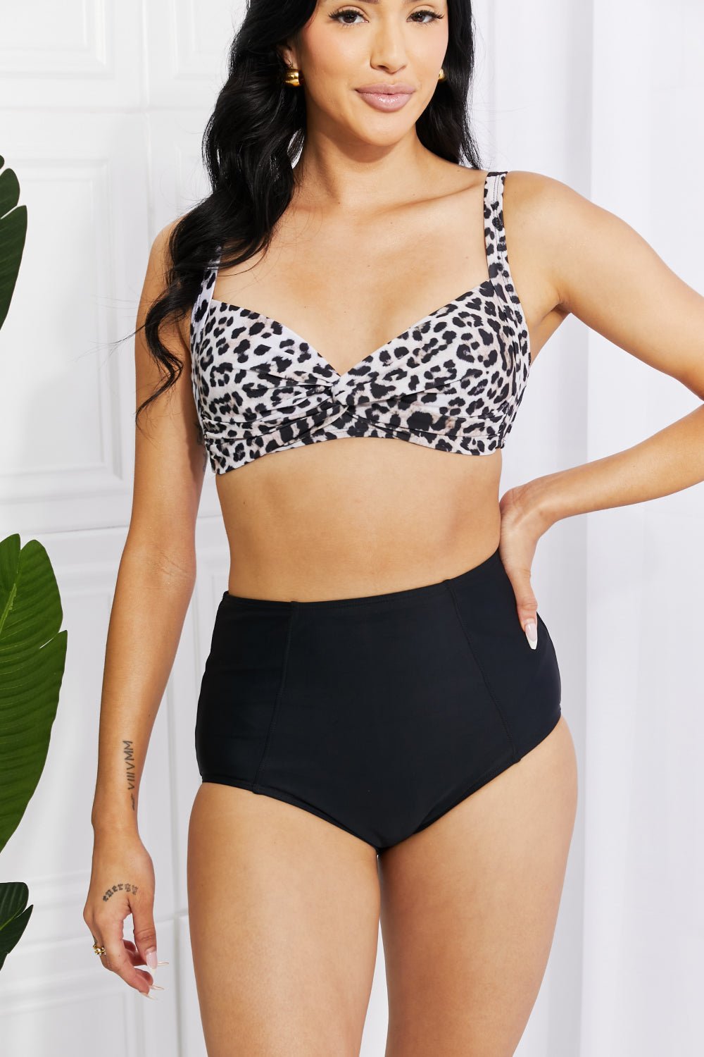 Marina West Swim Take A Dip Twist High - Rise Bikini in Leopard - Two - Piece Swimsuit - Leopard - Bella Bourget