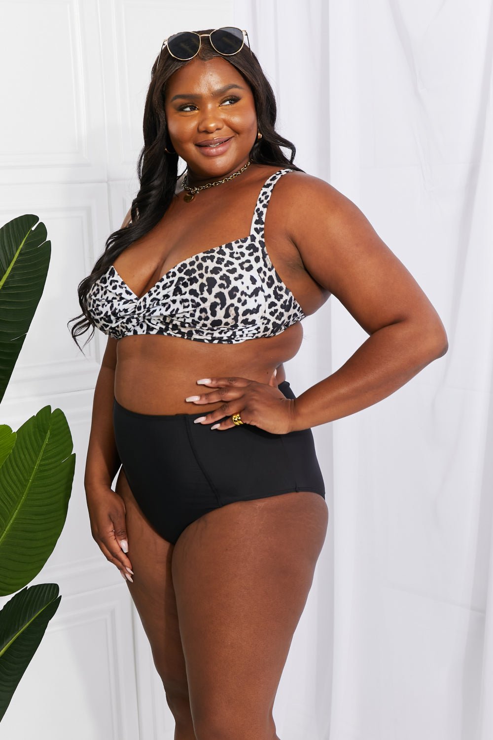 Marina West Swim Take A Dip Twist High - Rise Bikini in Leopard - Two - Piece Swimsuit - Leopard - Bella Bourget