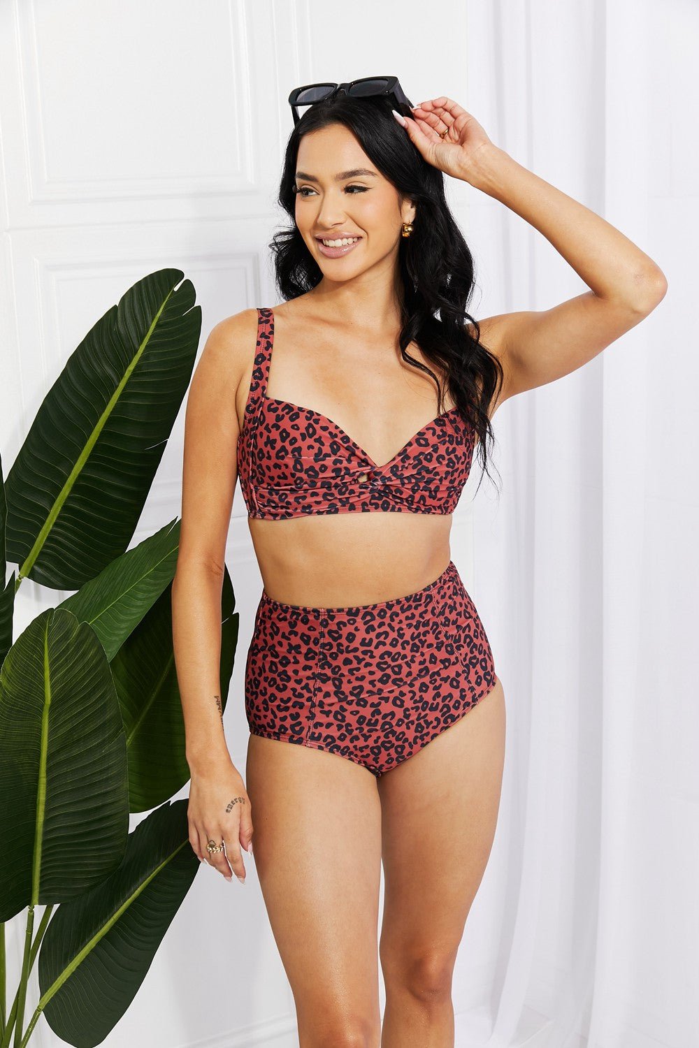 Marina West Swim Take A Dip Twist High - Rise Bikini in Ochre - Two - Piece Swimsuit - Ochre - Bella Bourget