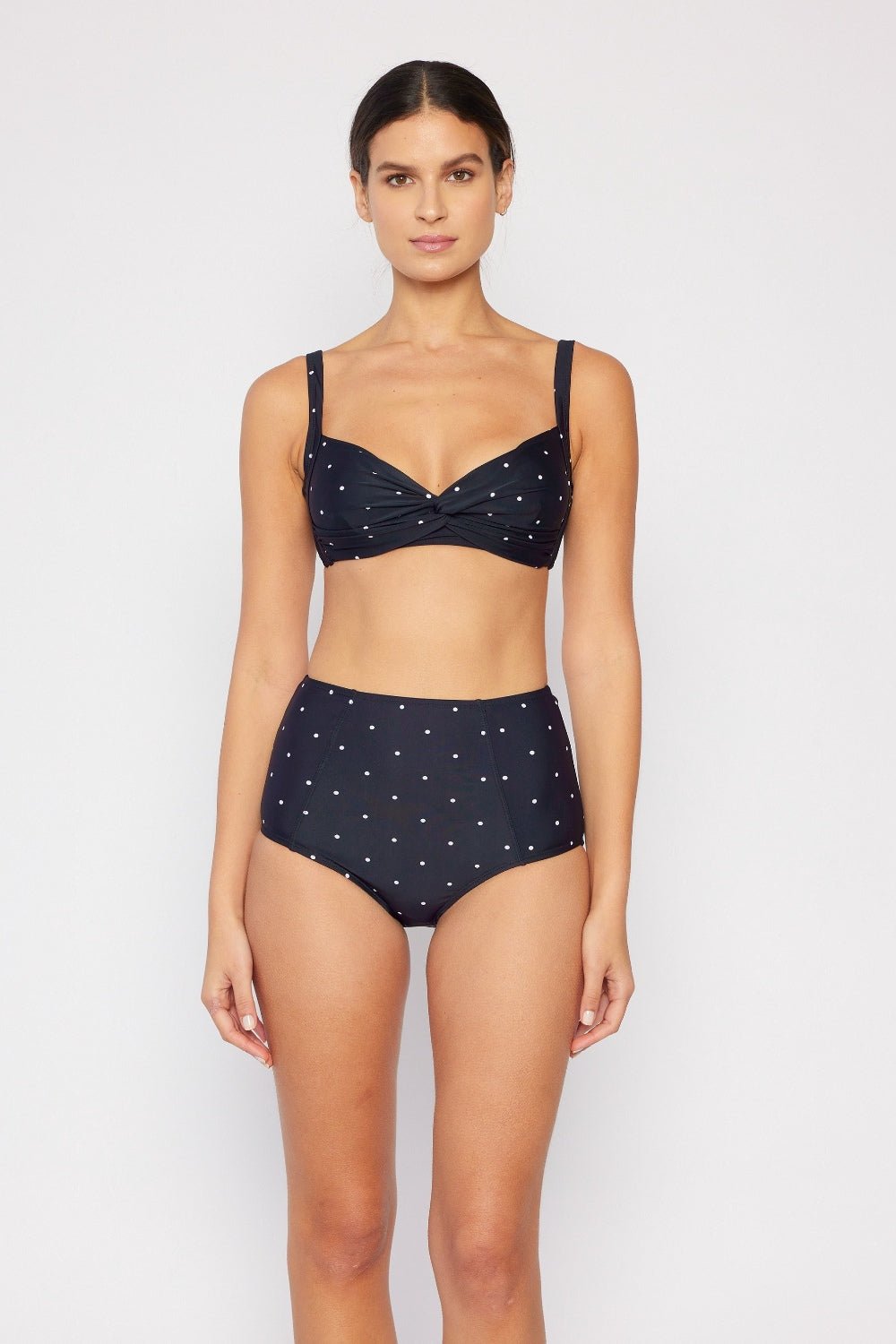 Marina West Swim Take A Dip Twisted High - Rise Bikini Set - Two Piece Swimsuit - Black - Bella Bourget