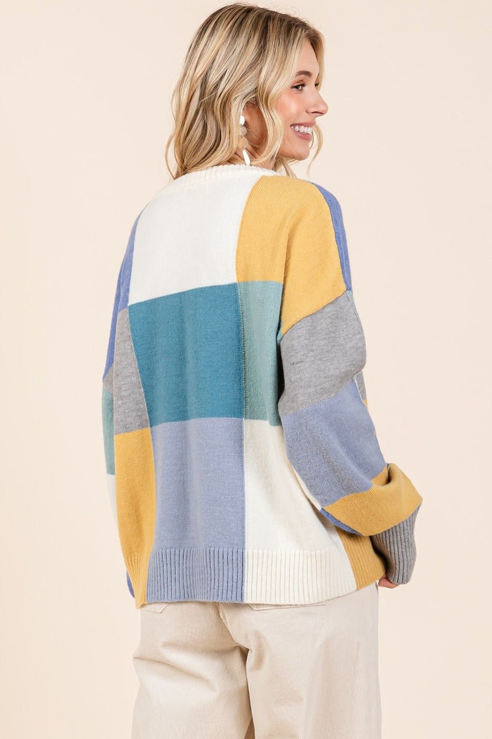 Mittoshop Color Block Round Neck Sweater - Sweater - Seafoam - Bella Bourget